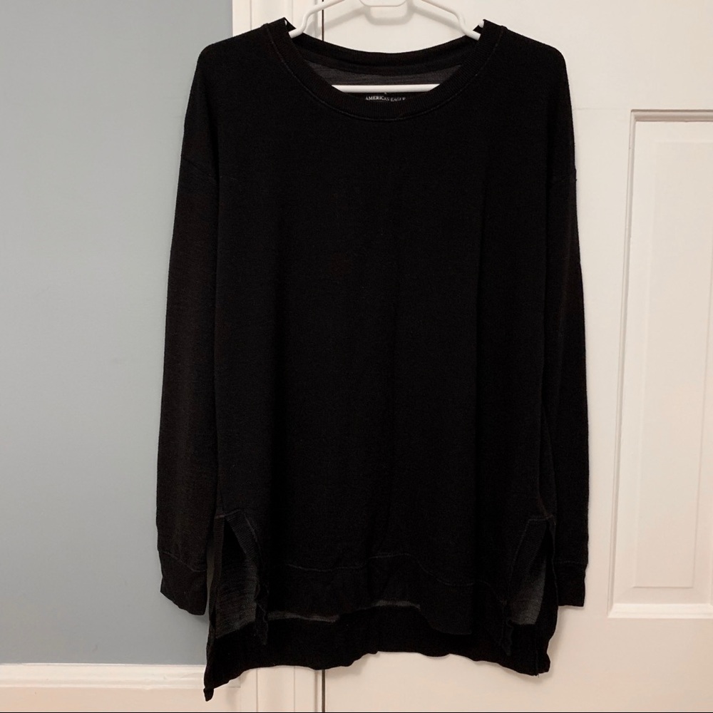 AEO Soft & Sexy Black Stretchy Tunic Sweater